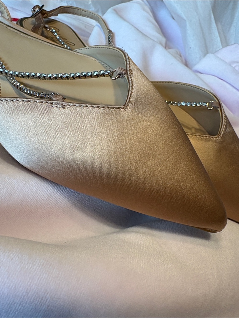 Jewel by Badgley Mischka Alanna Ballet Flats Crystal Strap Champagne NWOT 10M - Picture 12 of 13